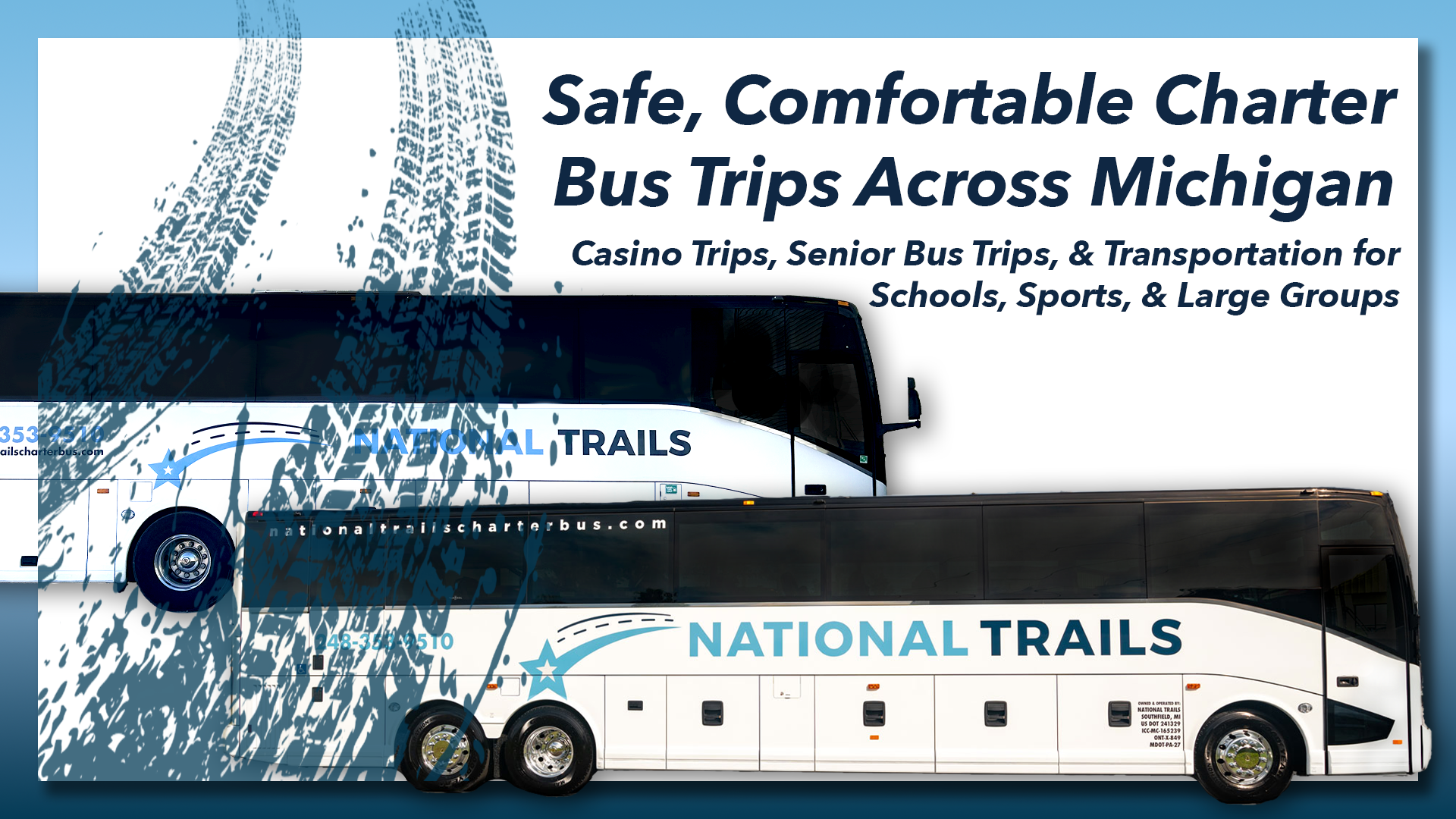 charter bus trips across Michigan for casino trips, senior bus trips, school groups, sports transportation, & more